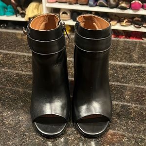 Givenchy Womens Leather Open Toe Ankle Booties Black Size 8